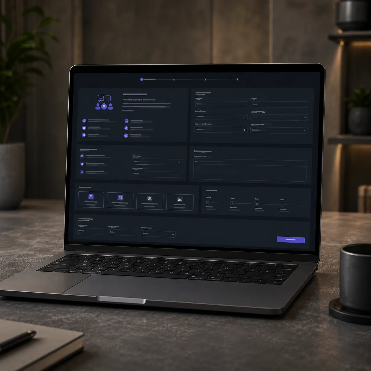 Project intake workspace with software scope, workflow notes, and custom build planning.