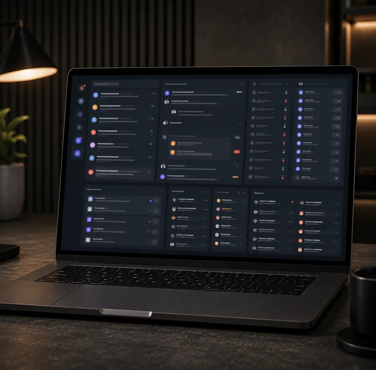 Communication control view with messages, appointments, bids, updates, and shared state.