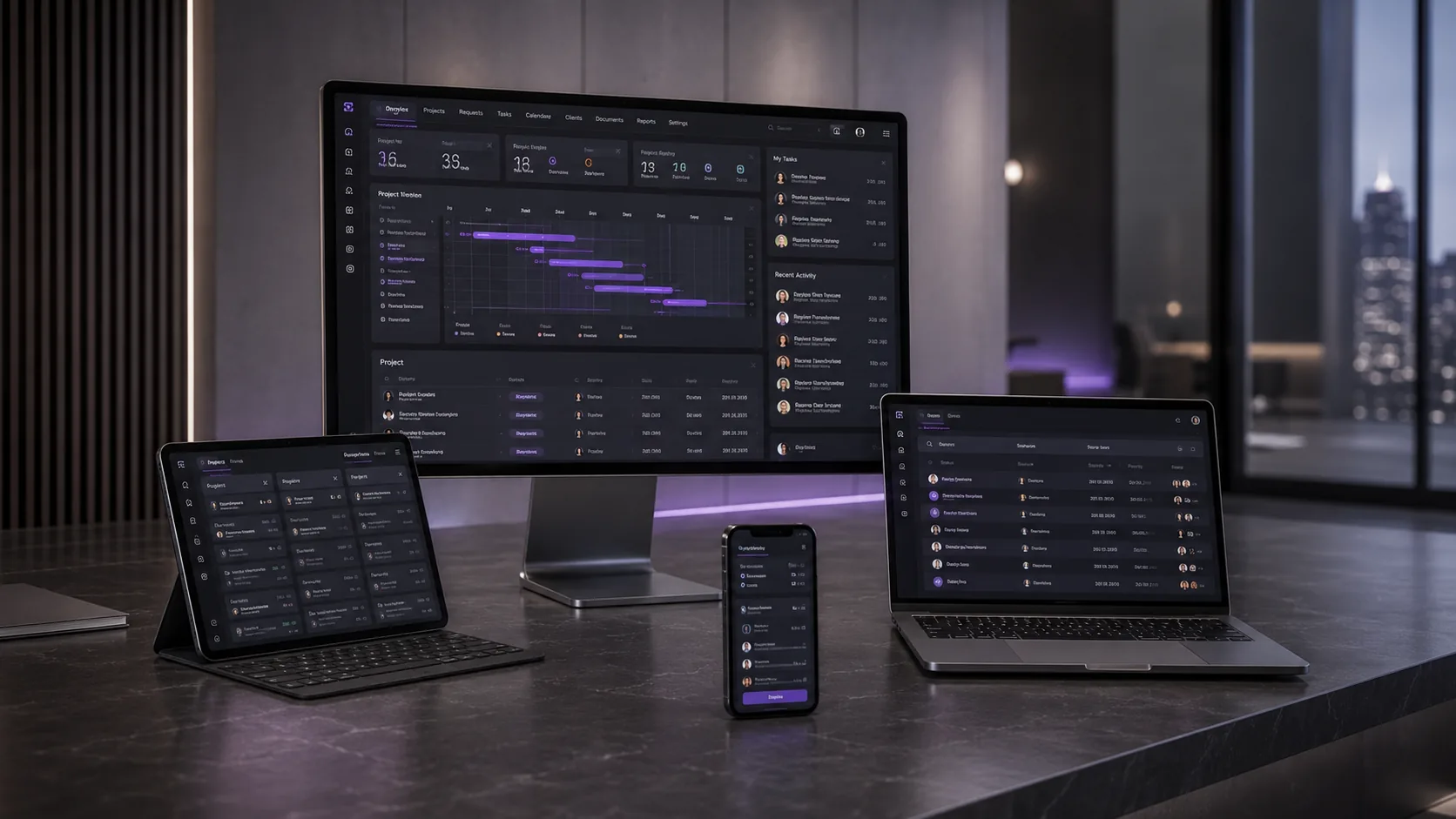 Web application planning workspace showing portals, booking workflows, document flows, and operational integrations.