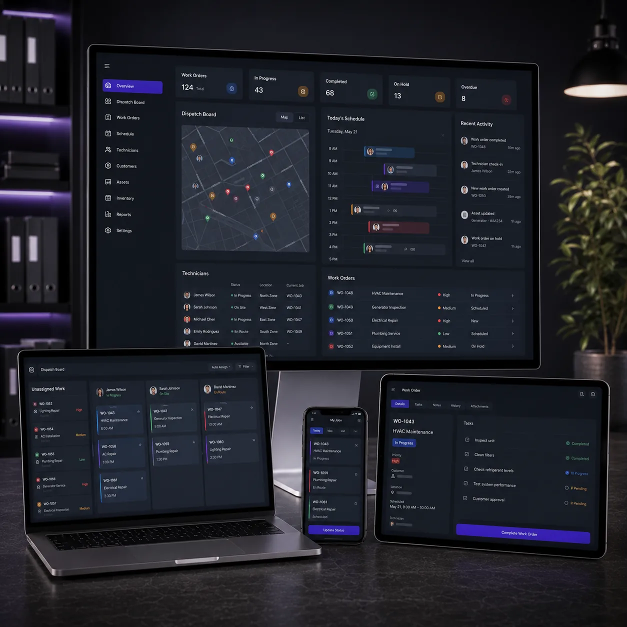 Field Service Management Software abstract representation