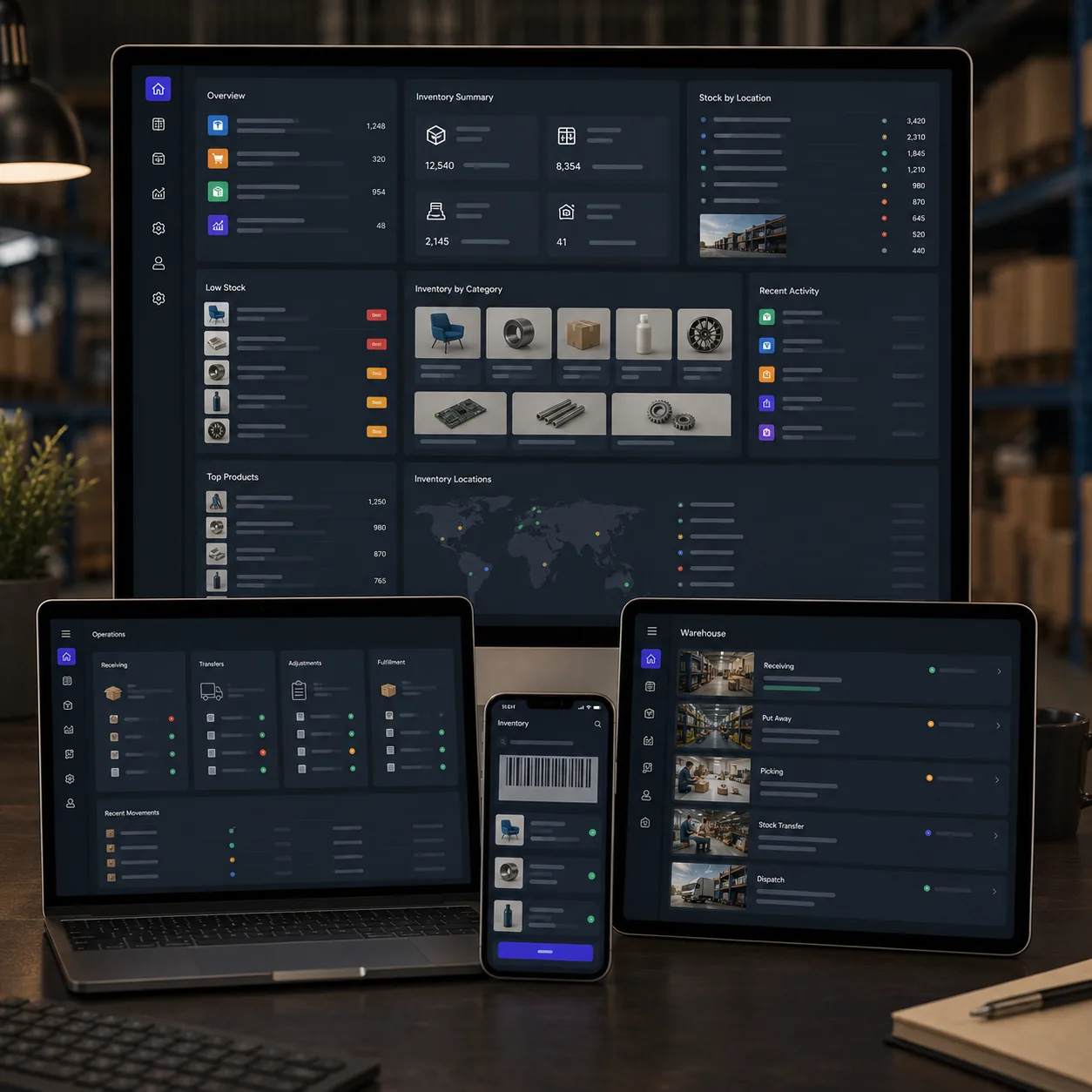 Inventory Management Software abstract representation